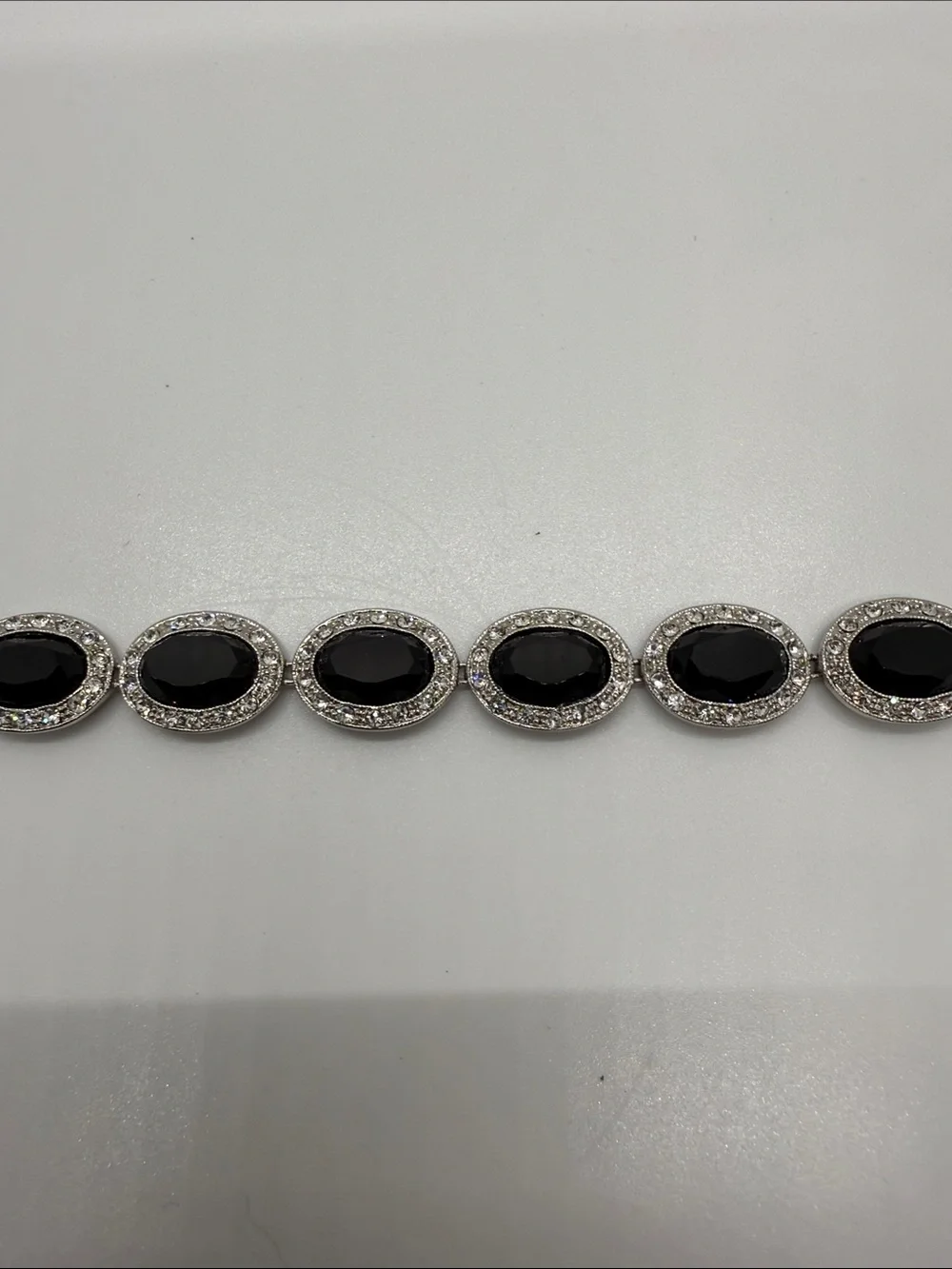Black Oval Crystal Station Bracelet
